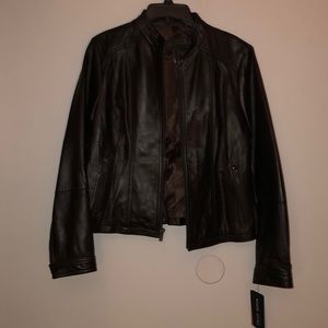 NWT black rivet brown leather jacket